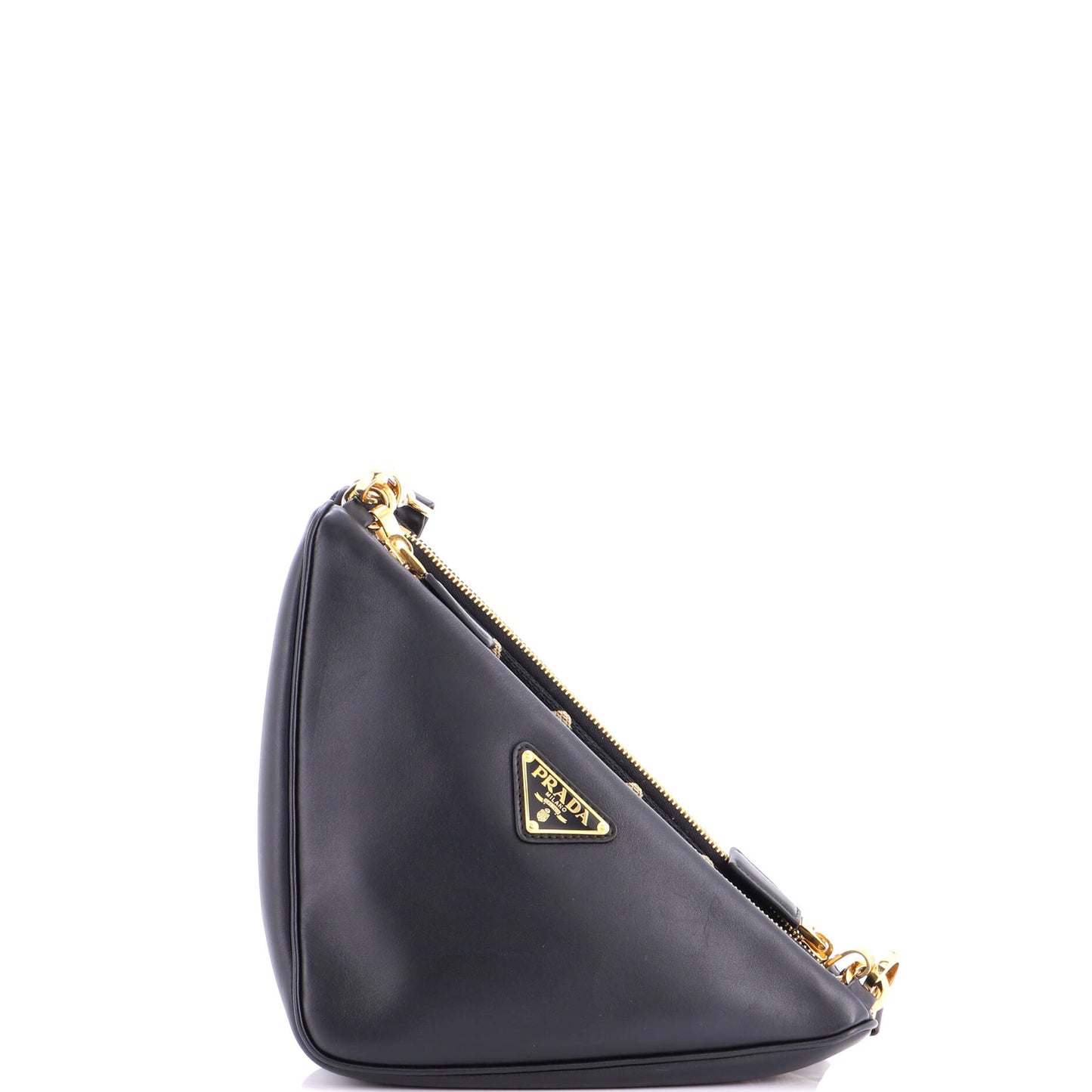 Double Symbole Triangle Bag Leather and Jacquard Mini