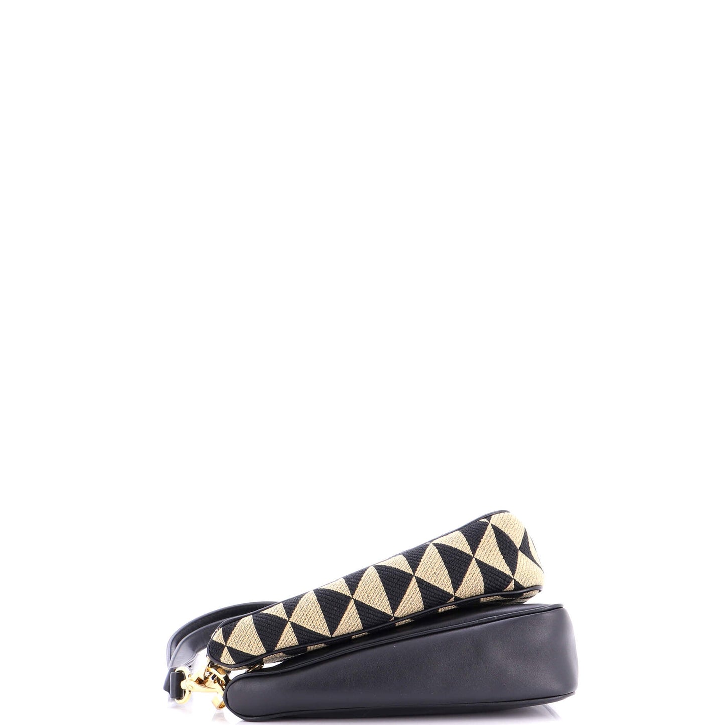 Double Symbole Triangle Bag Leather and Jacquard Mini