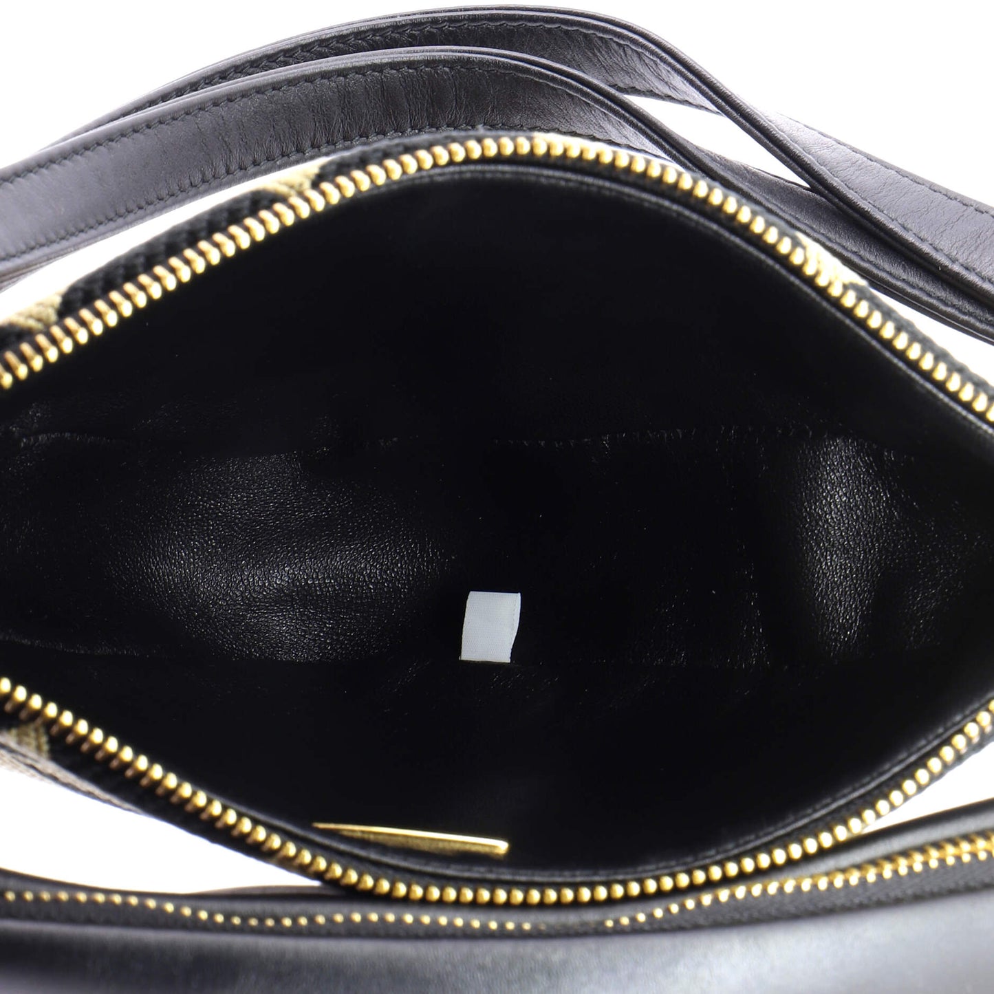 Double Symbole Triangle Bag Leather and Jacquard Mini