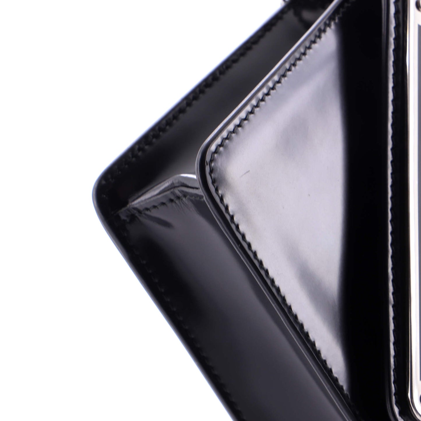 Maxi Triangle Logo Chain Flap Bag Brushed Leather Small