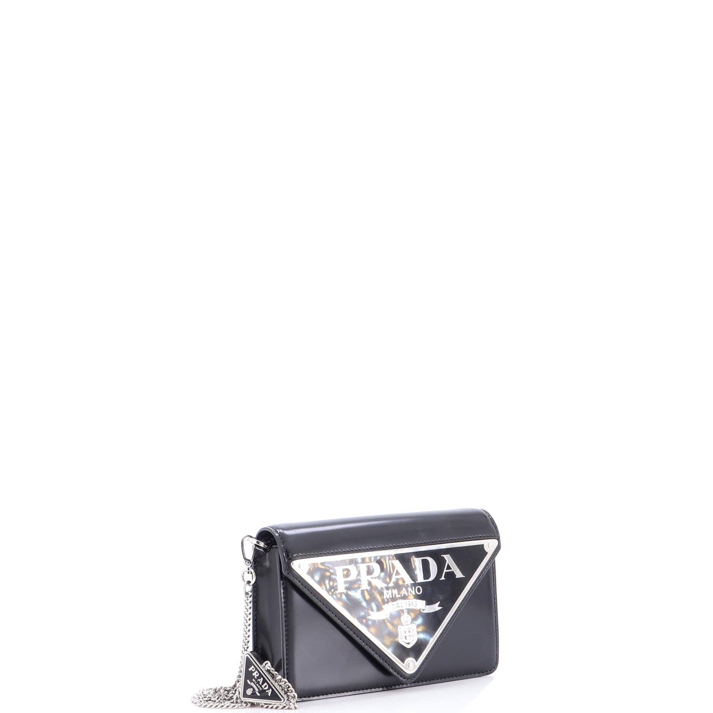 Maxi Triangle Logo Chain Flap Bag Brushed Leather Small