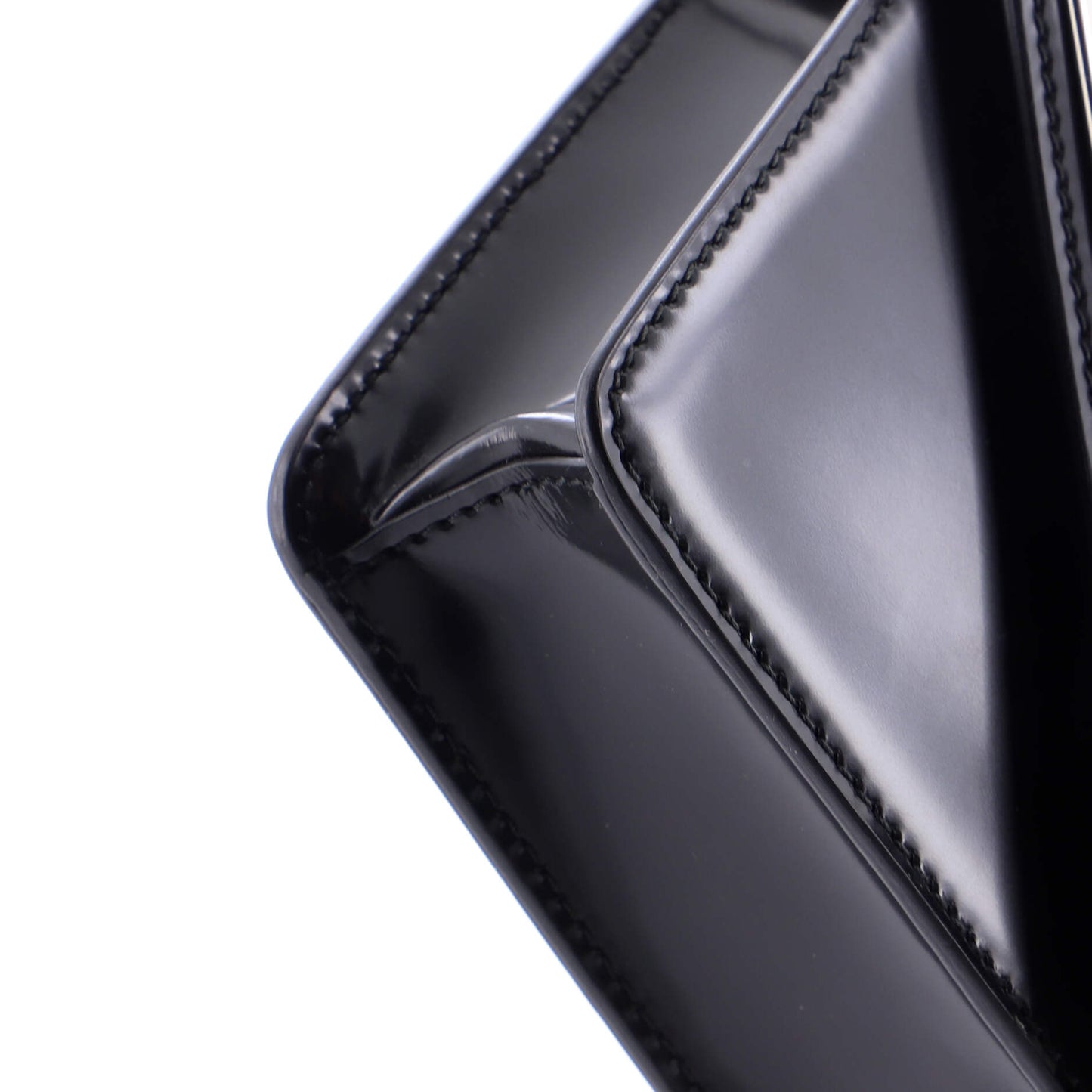 Maxi Triangle Logo Chain Flap Bag Brushed Leather Small