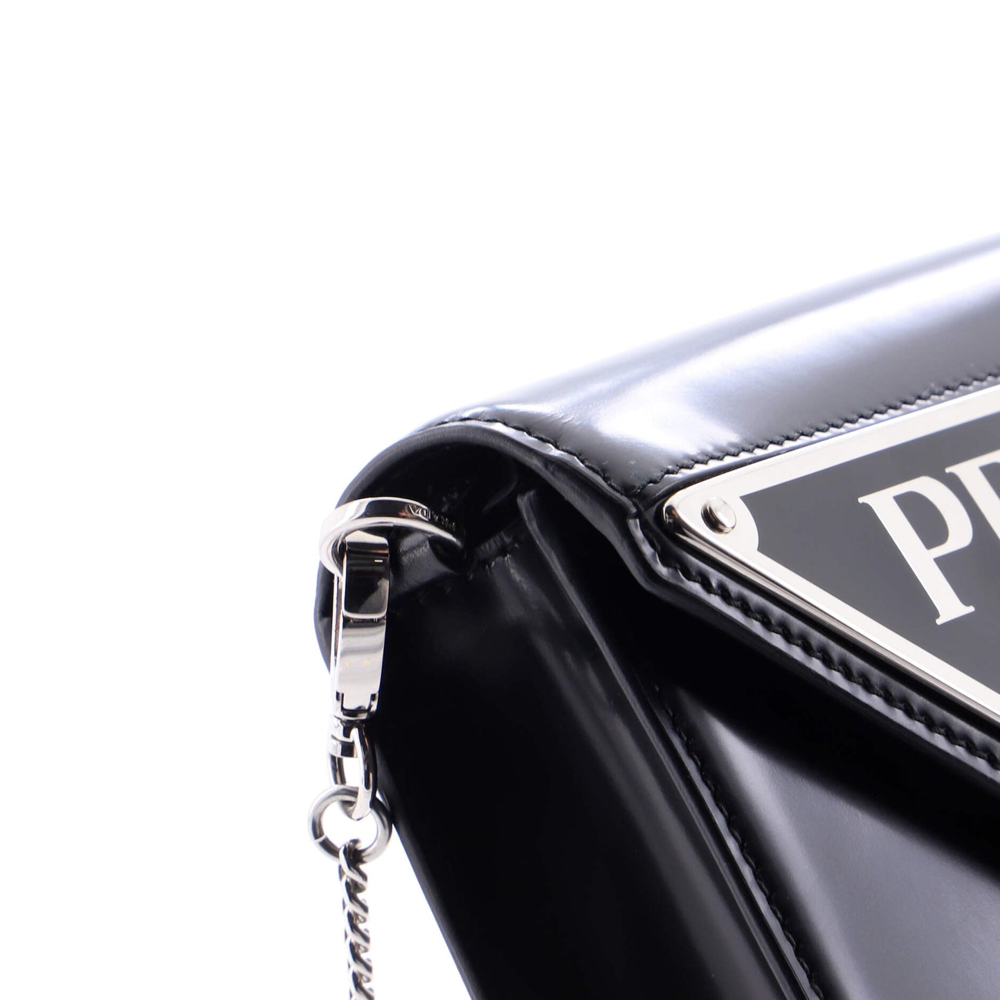 Maxi Triangle Logo Chain Flap Bag Brushed Leather Small