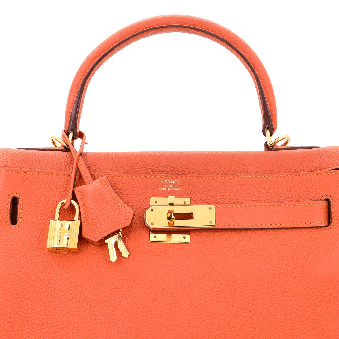 Kelly Handbag Feu Togo with Gold Hardware 28
