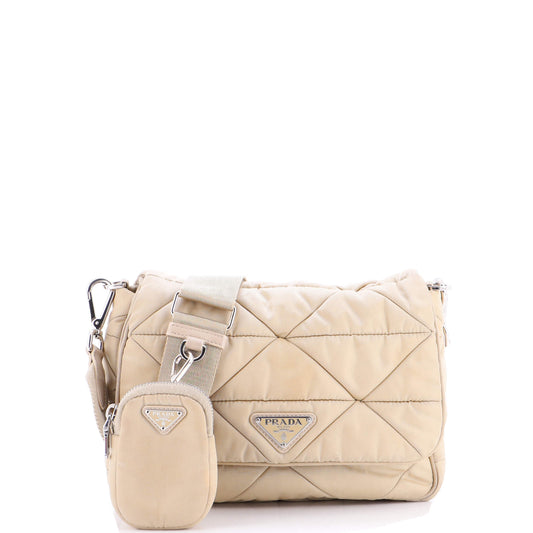 Padded Flap Shoulder Bag Quilted Tessuto