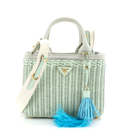 Basket Bag Wicker with Canapa Small