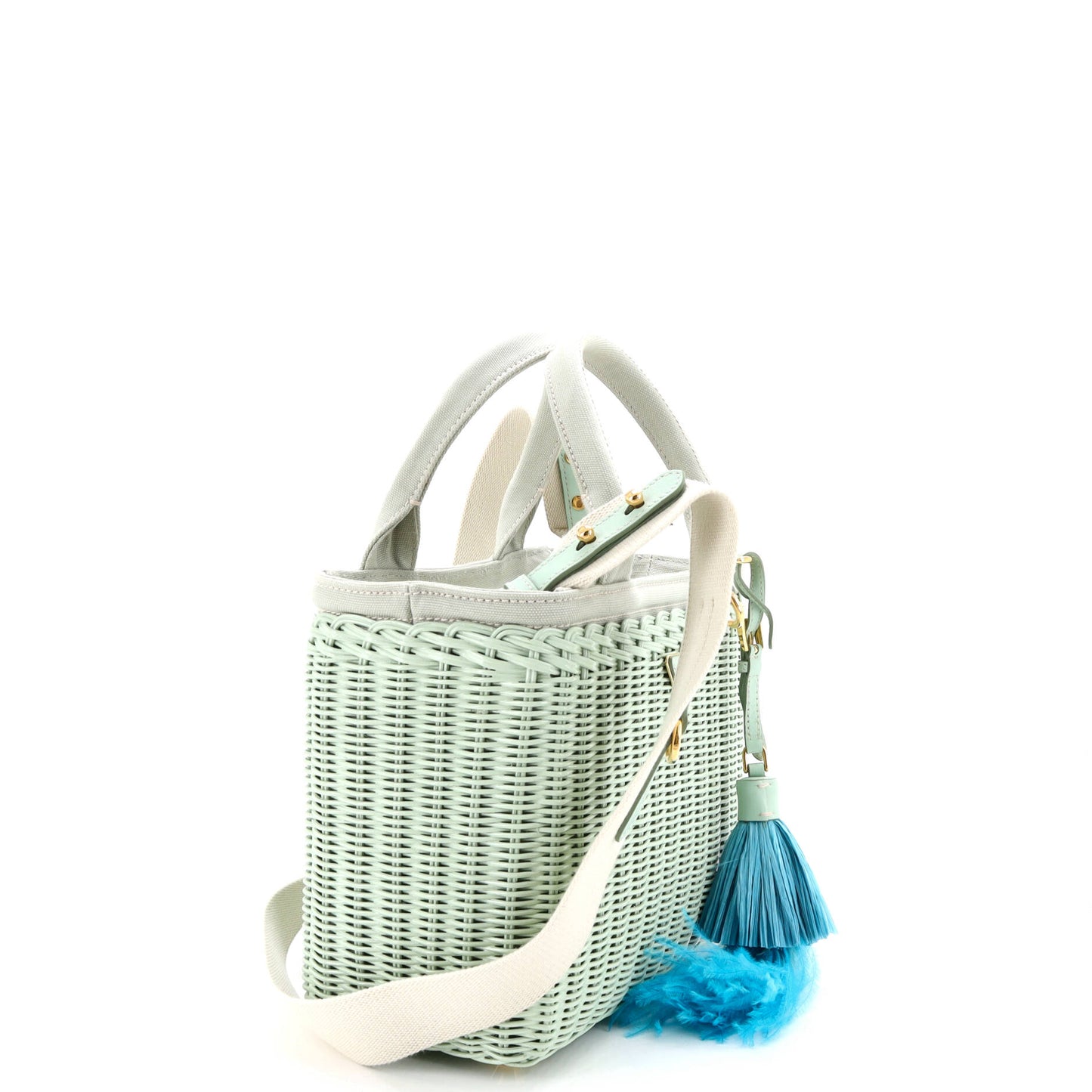Basket Bag Wicker with Canapa Small