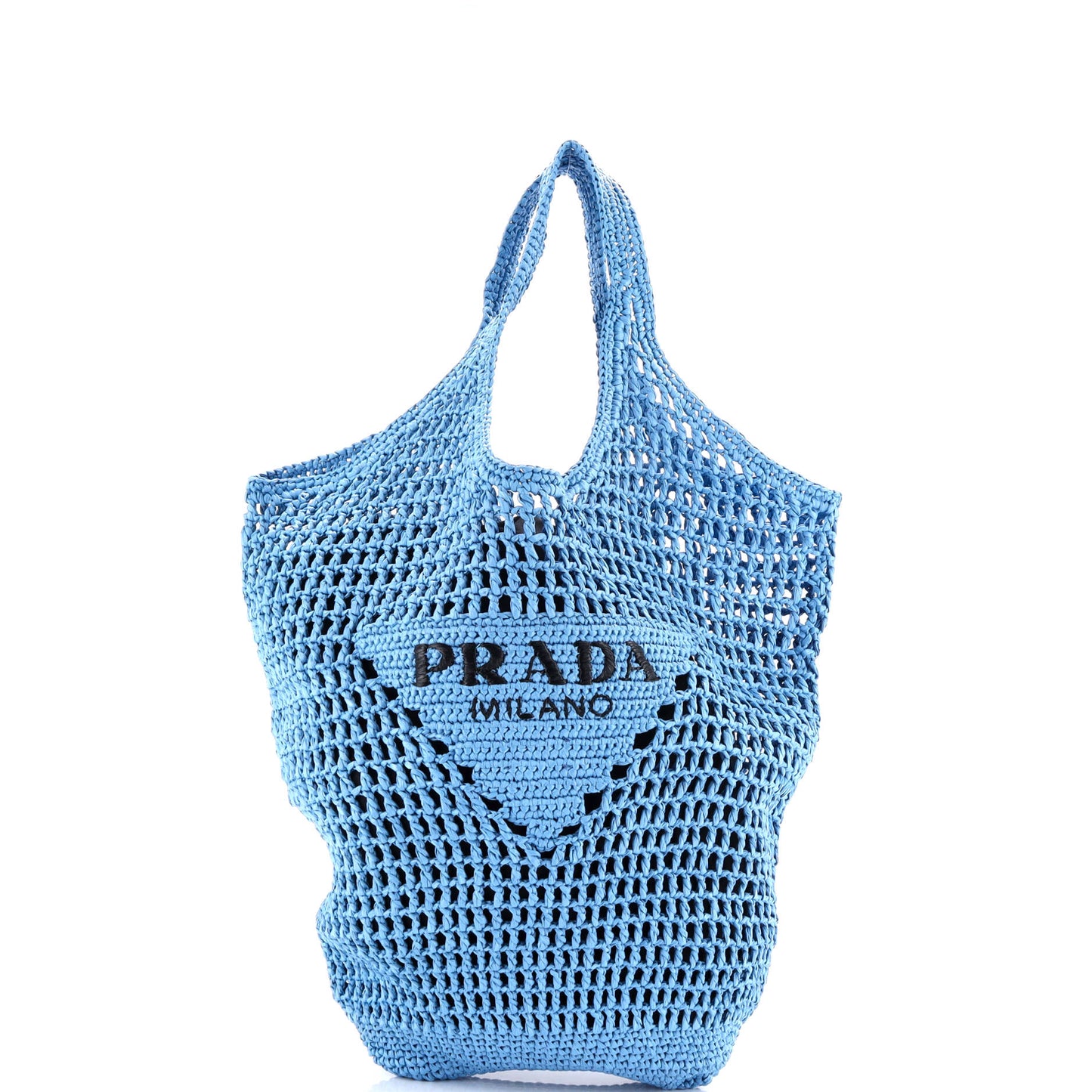 Triangle Logo Bucket Tote Raffia Small