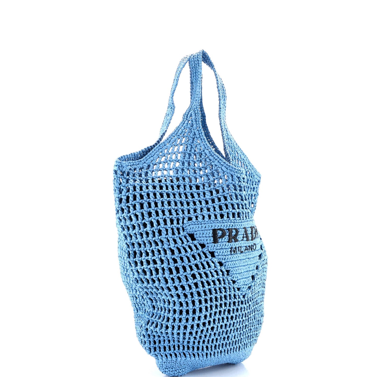 Triangle Logo Bucket Tote Raffia Small