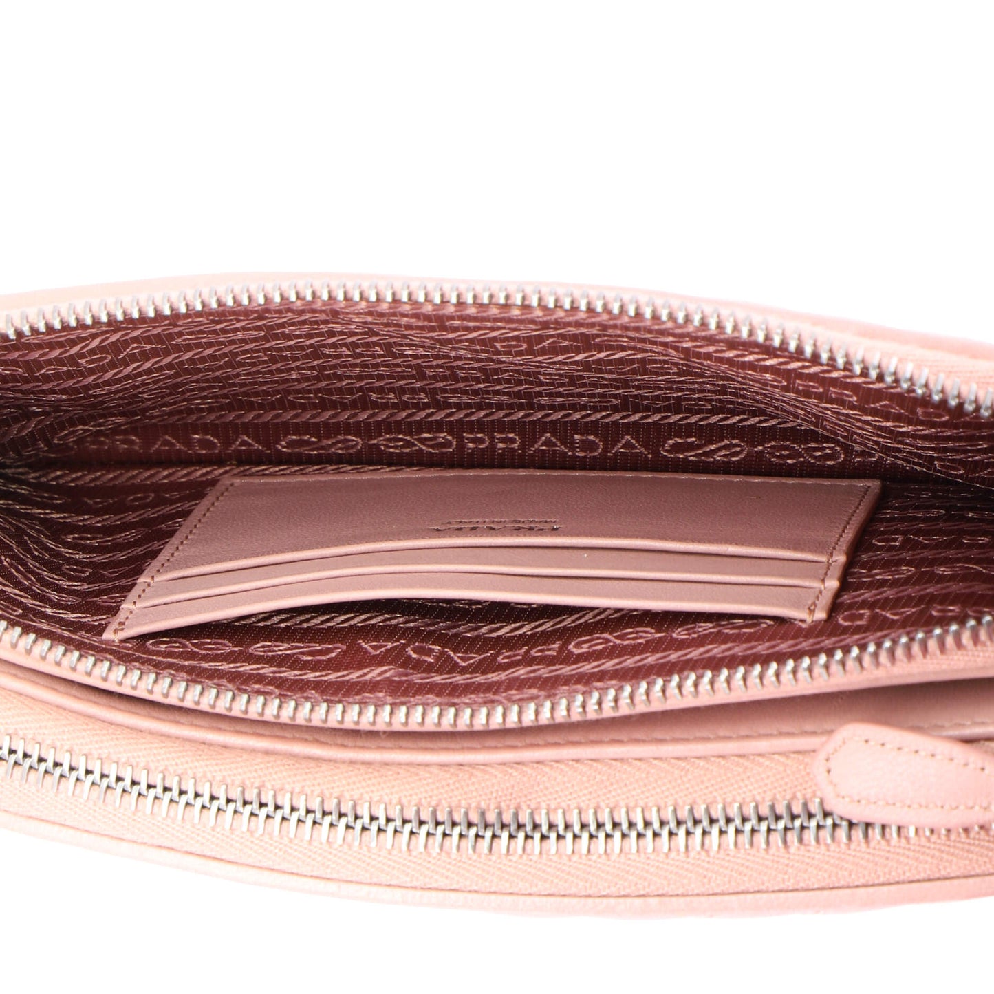 Double Zip Wallet on Chain Crossbody Chevron Leather Mini
