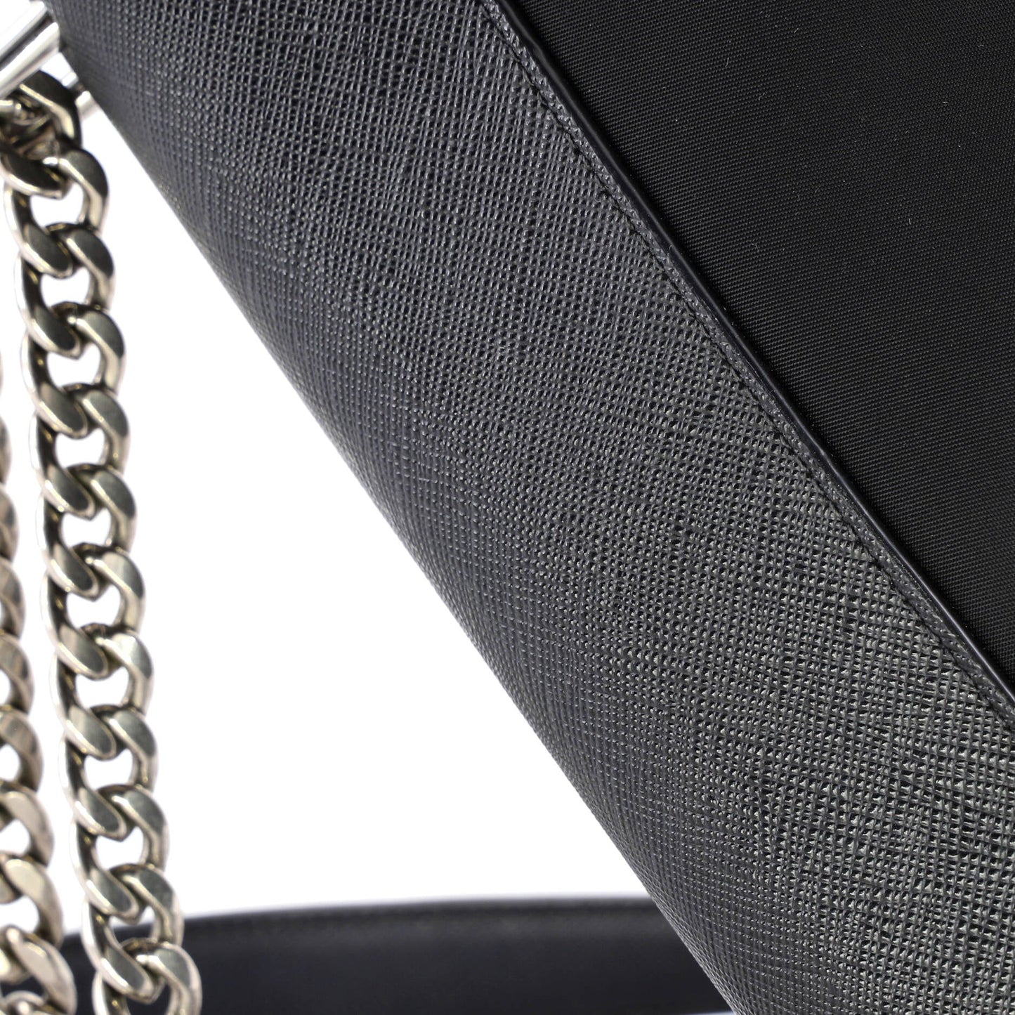 Chain Flap Crossbody Bag Tessuto and Saffiano Leather Medium