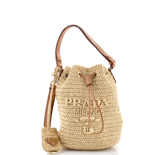 Logo Bucket Bag Raffia Mini
