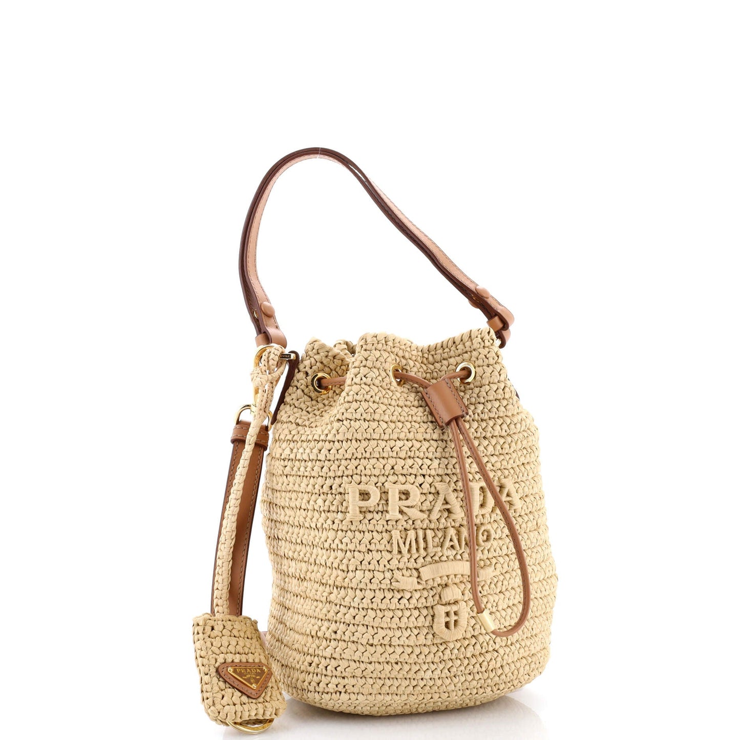 Logo Bucket Bag Raffia Mini