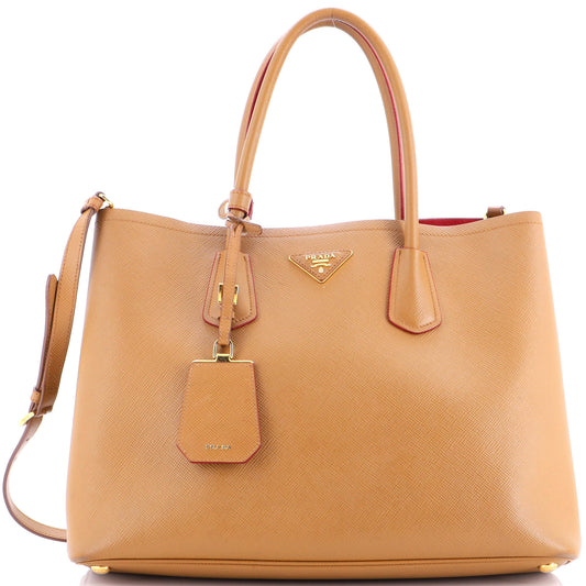 Cuir Double Tote Saffiano Leather Large