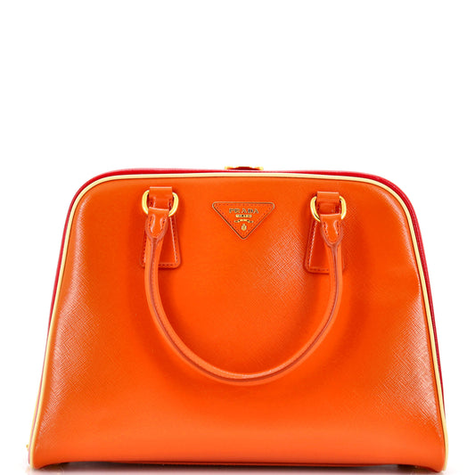 Pyramid Top Handle Bag Vernice Saffiano Leather Medium