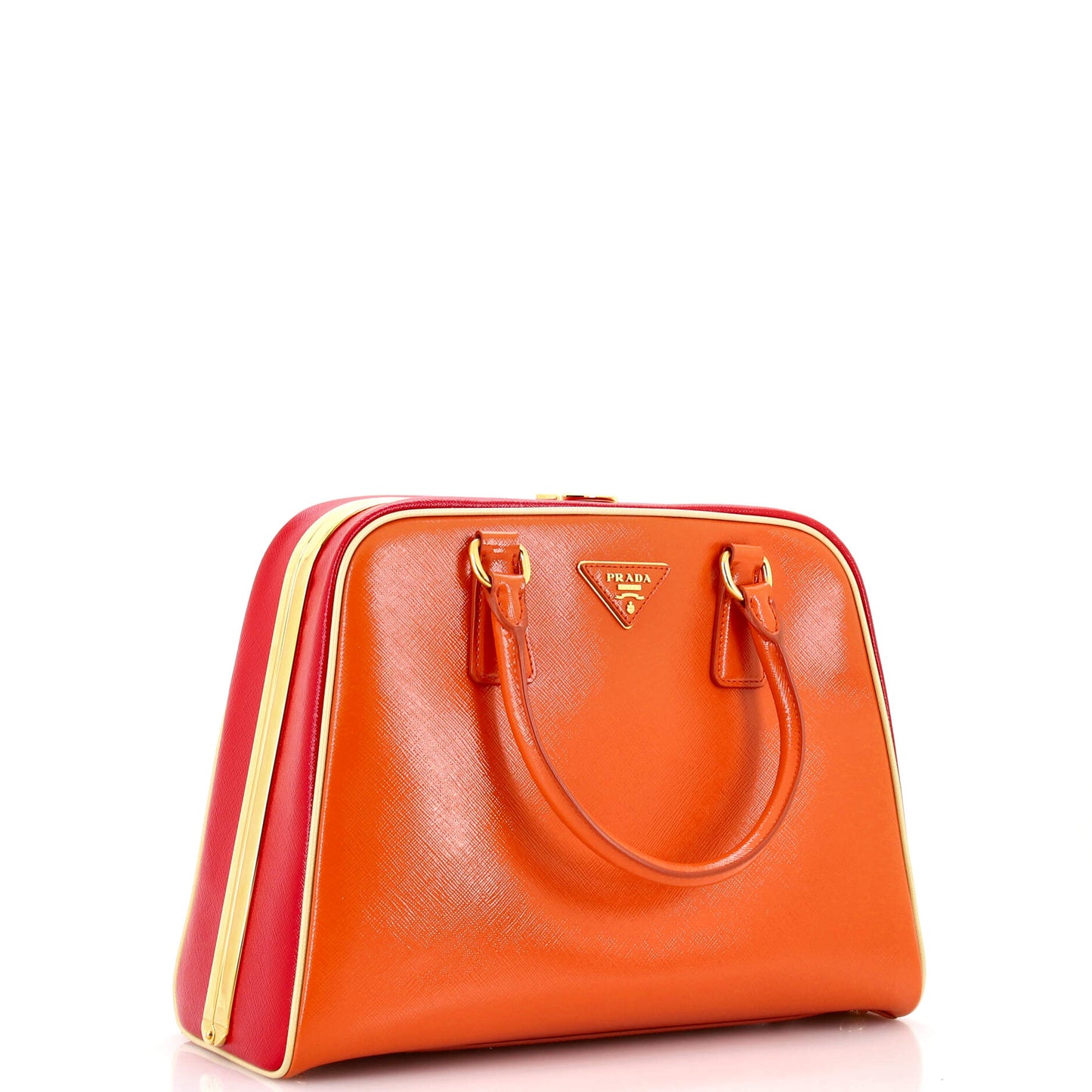 Pyramid Top Handle Bag Vernice Saffiano Leather Medium