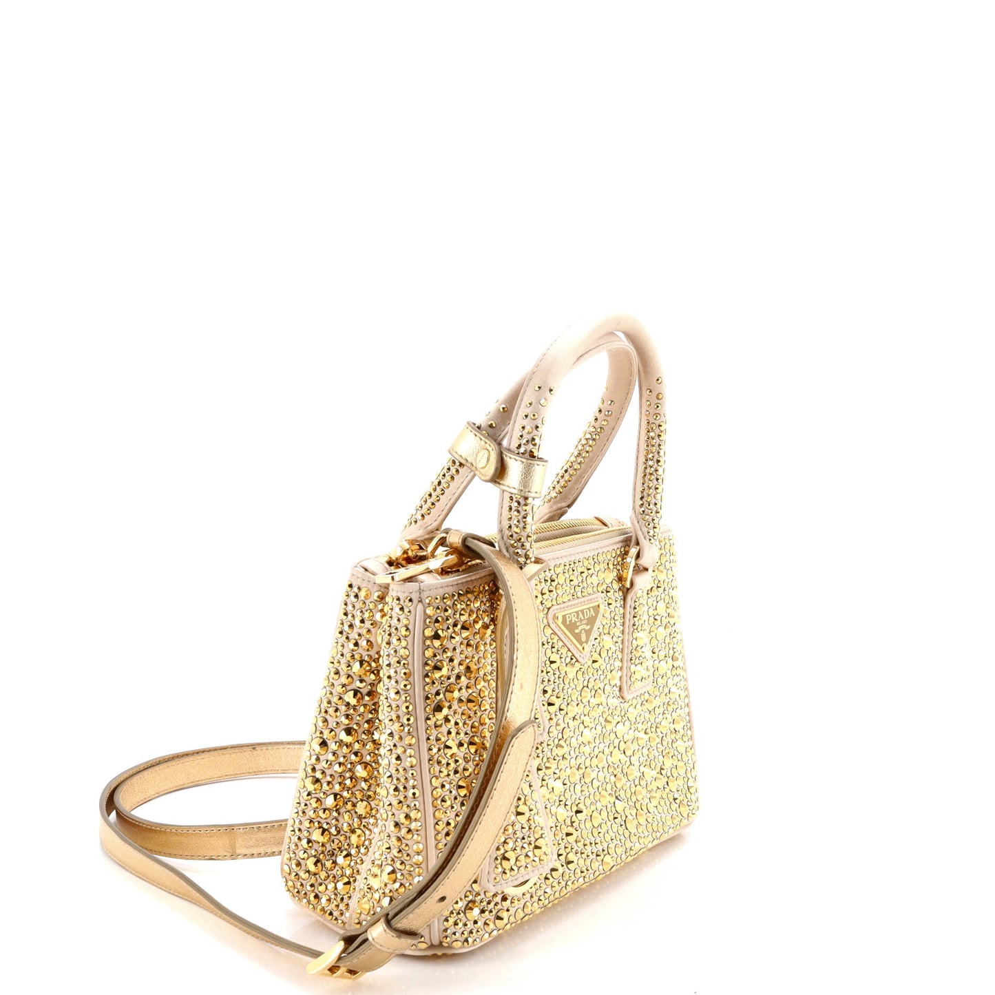 Galleria Double Zip Tote Crystal Embellished Satin Mini