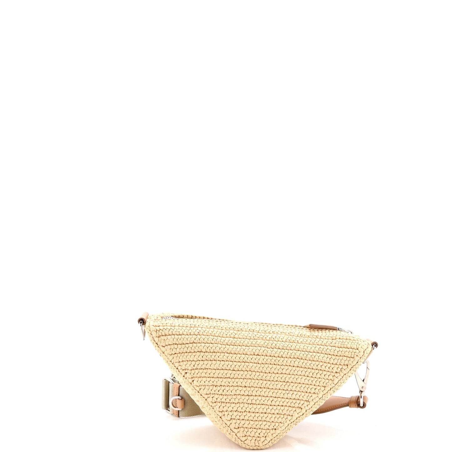 Triangle Logo Zip Crossbody Bag Crochet Raffia Small
