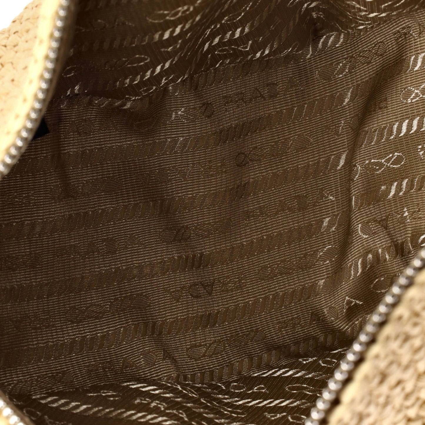 Triangle Logo Zip Crossbody Bag Crochet Raffia Small