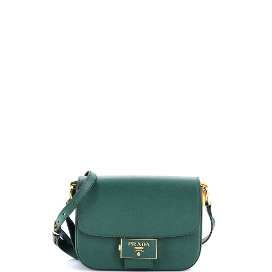 Embleme Flap Bag Saffiano Leather Small