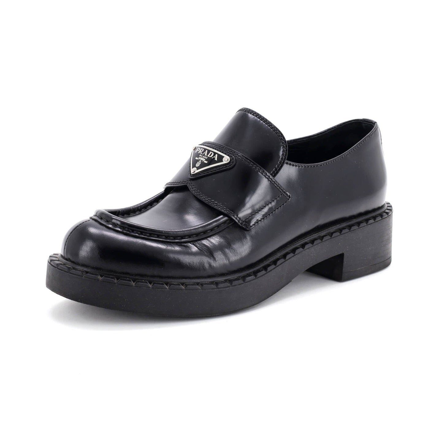 Women's Triangle Logo Loafers Spazzolato Leather