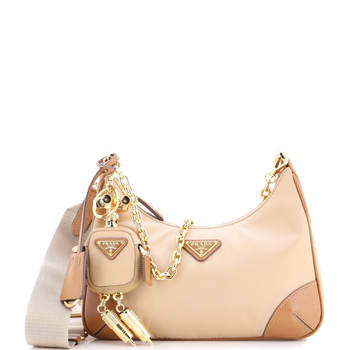 Re-Edition 2005 Robot Charm Shoulder Bag Re-Nylon and Saffiano Leather