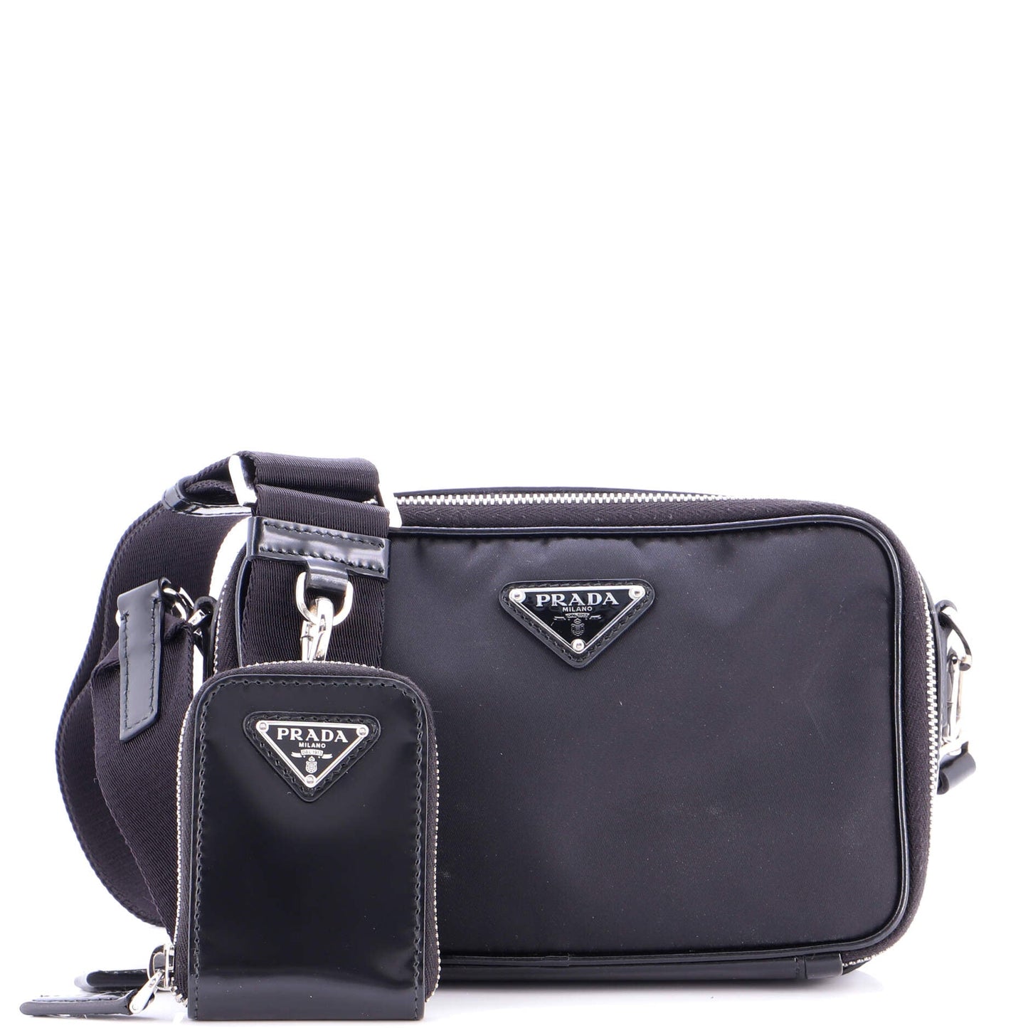 Brique Camera Crossbody Bag Tessuto and Spazzolato Leather Small