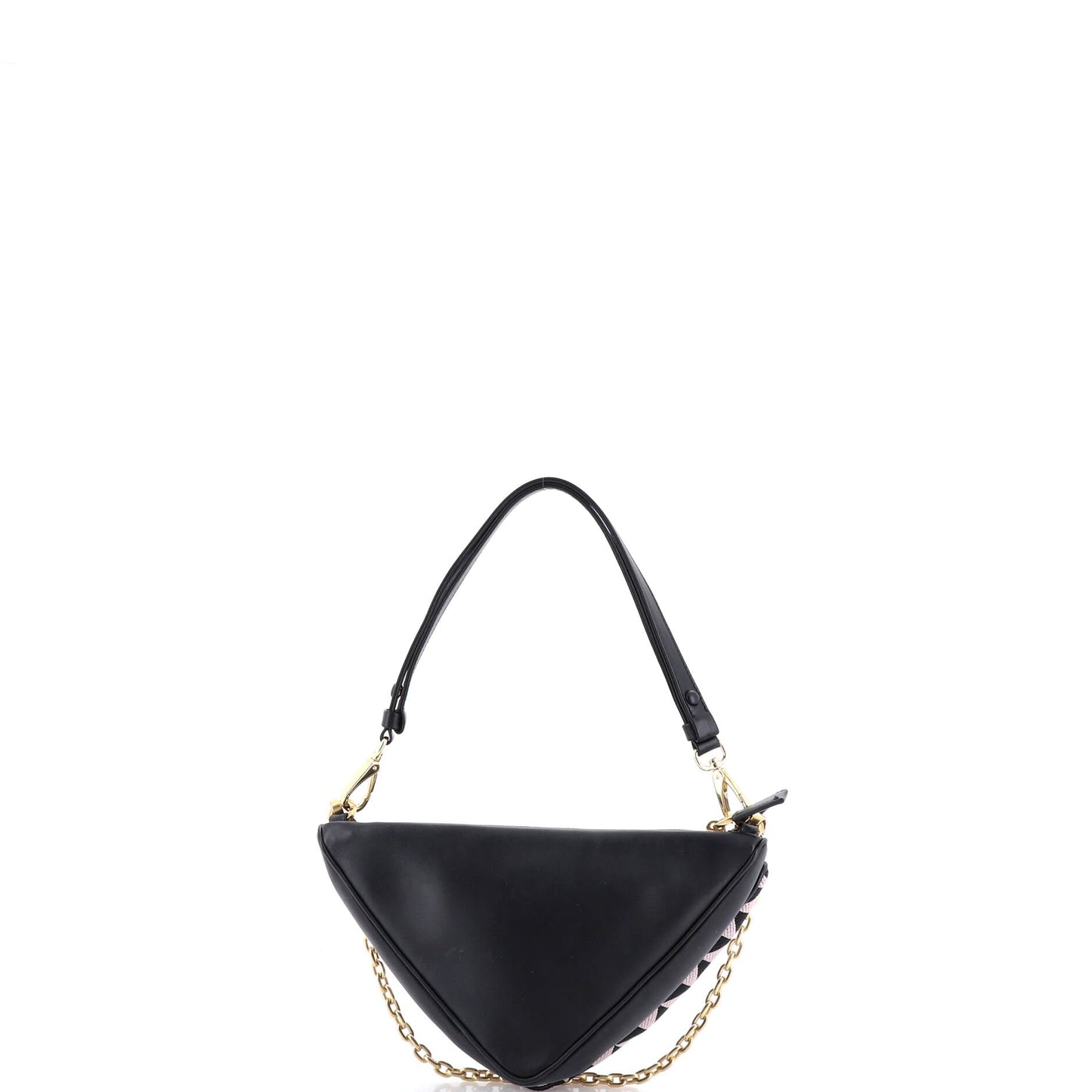 Double Symbole Triangle Bag Leather and Jacquard Mini