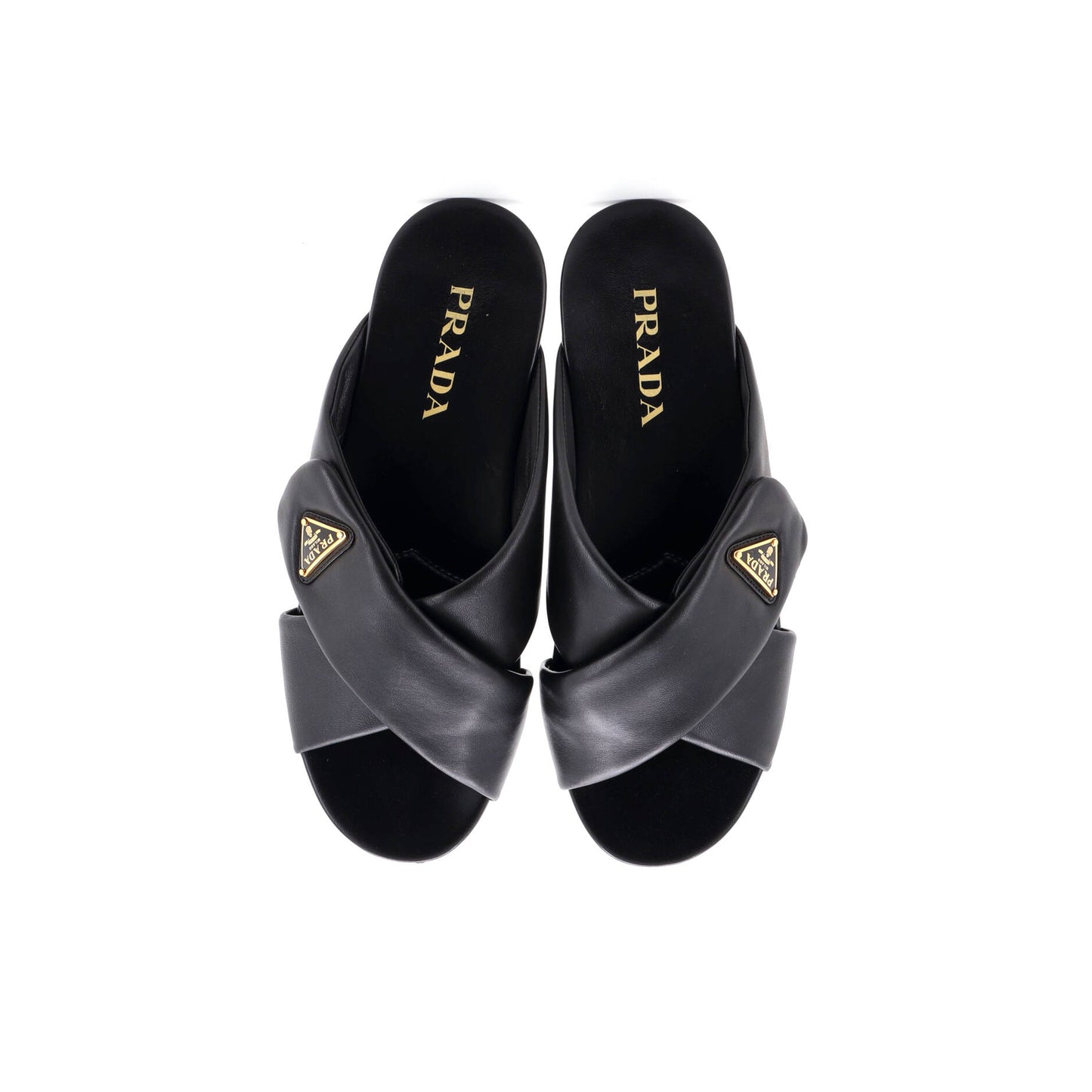 Women's Triangle Criss Cross Padded Sandals Leather