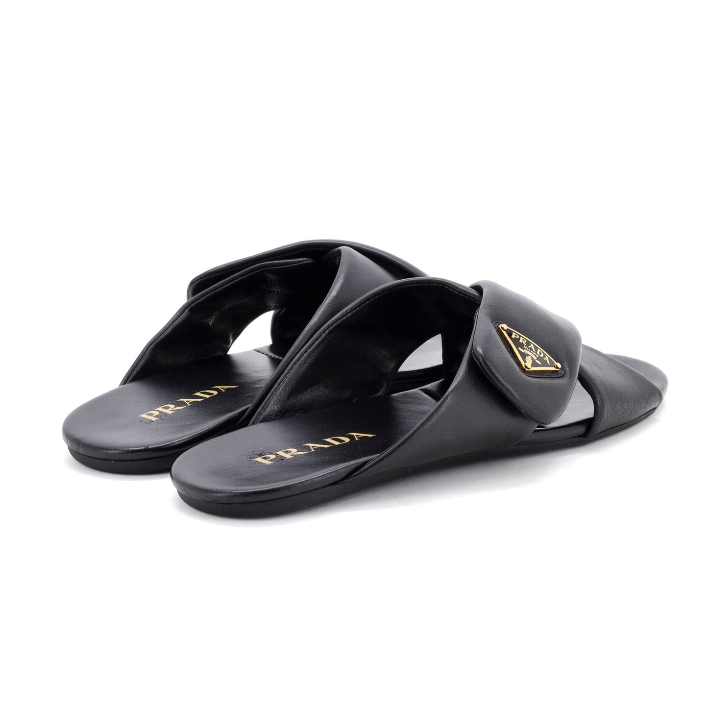 Women's Triangle Criss Cross Padded Sandals Leather