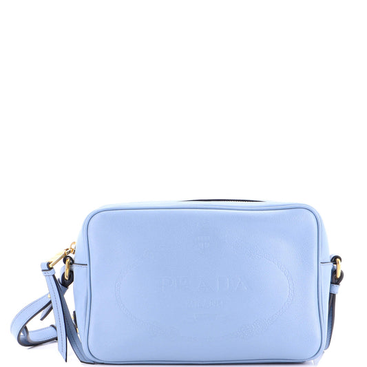 Logo Camera Bag Embossed Leather Small