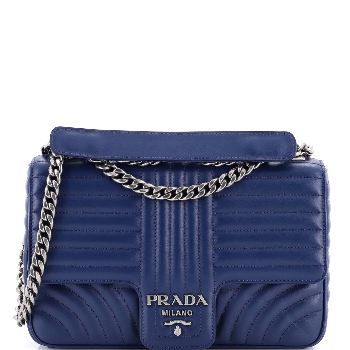 Chain Flap Shoulder Bag Diagramme Quilted Leather Large