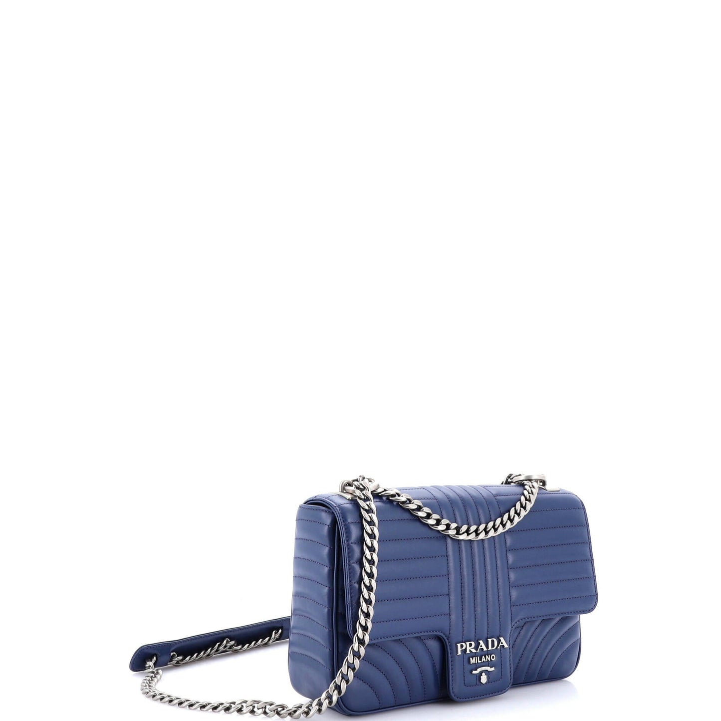 Chain Flap Shoulder Bag Diagramme Quilted Leather Large