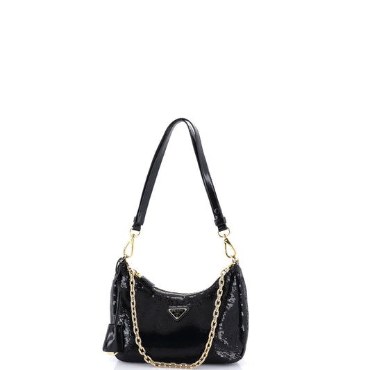 Re-Edition Shoulder Bag Sequins Embellished Re-Nylon Mini