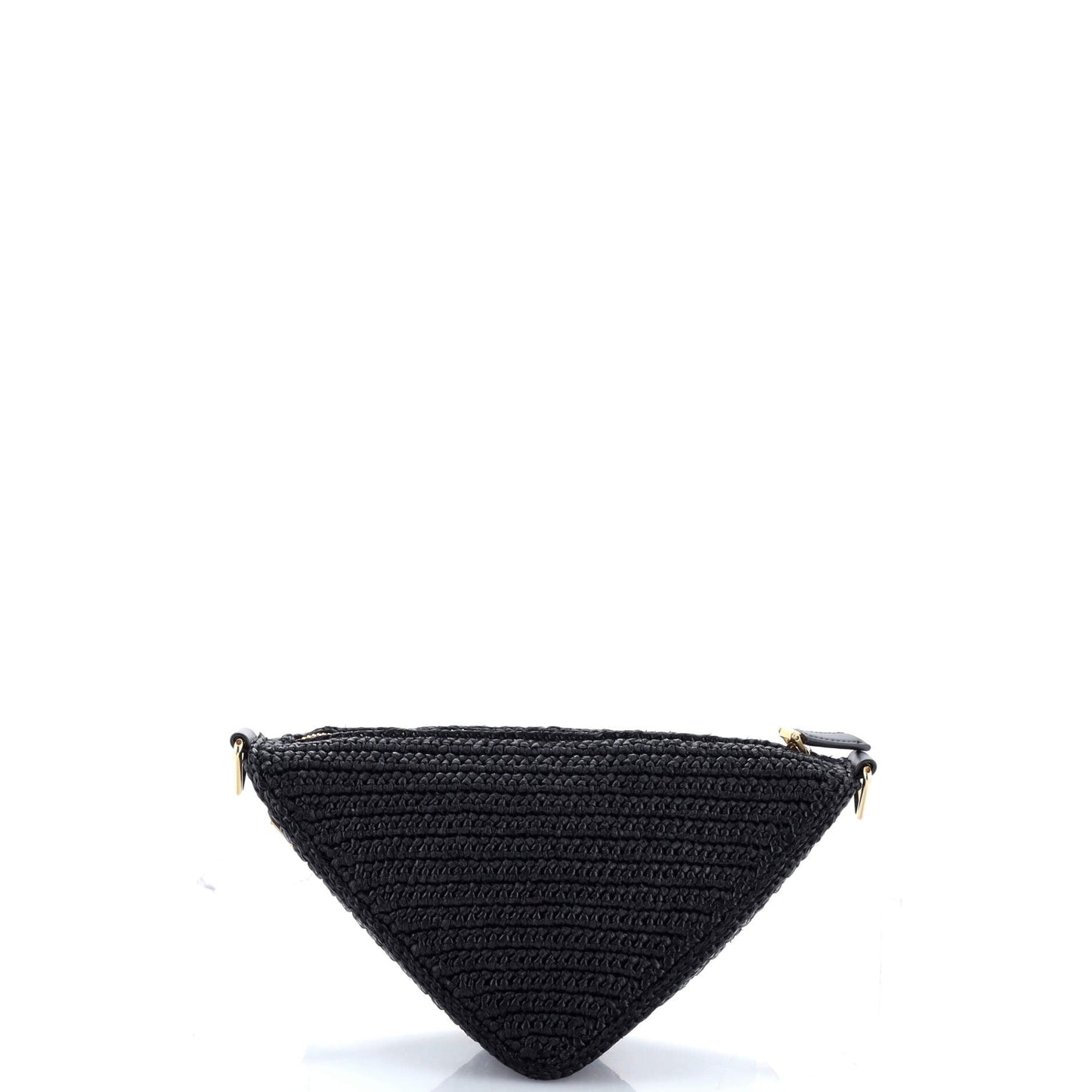 Triangle Logo Zip Crossbody Bag Crochet Raffia Small