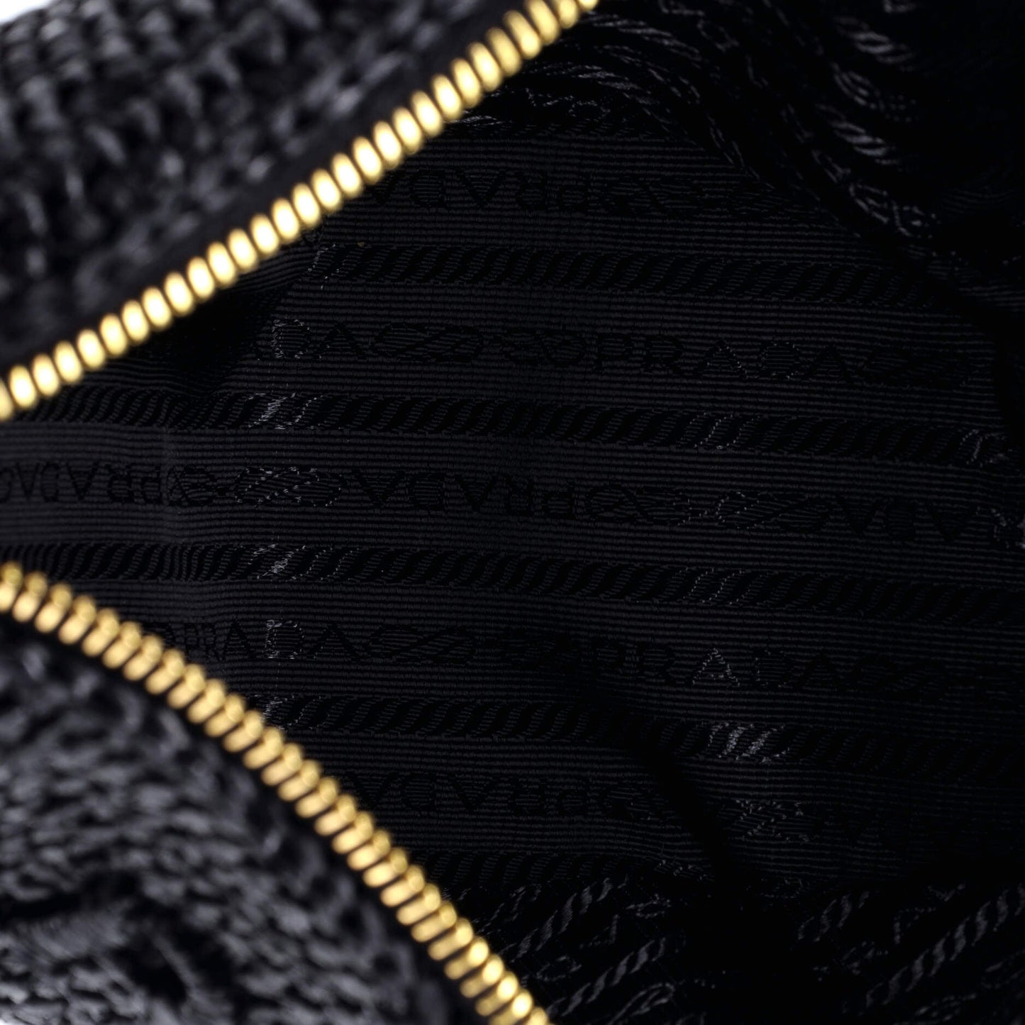 Triangle Logo Zip Crossbody Bag Crochet Raffia Small