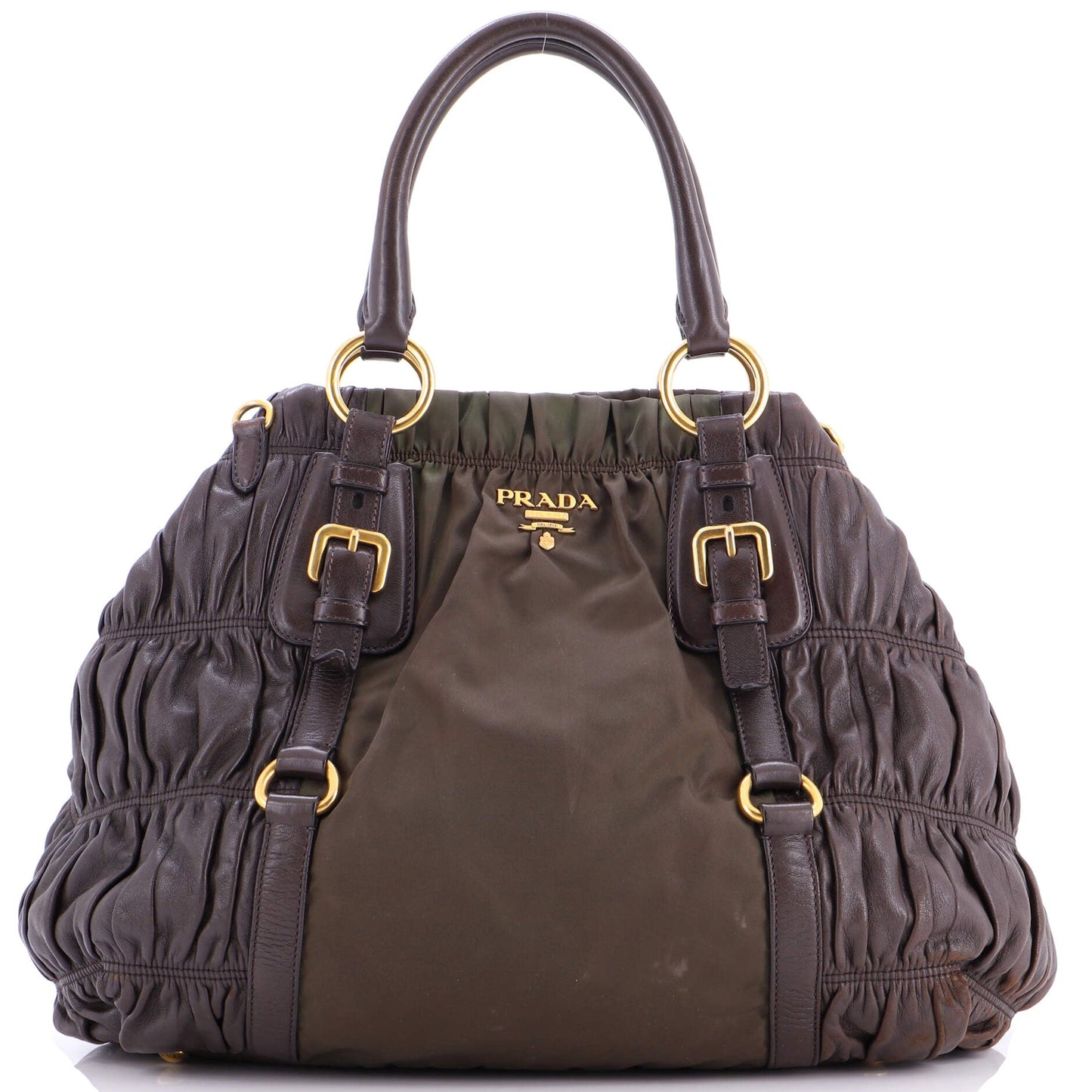 Gaufre Convertible Satchel Leather and Tessuto Large