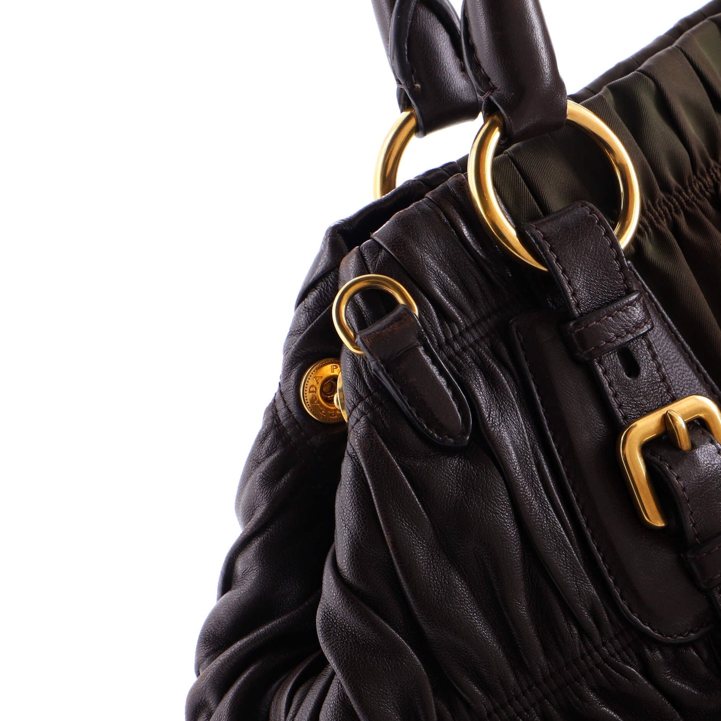 Gaufre Convertible Satchel Leather and Tessuto Large