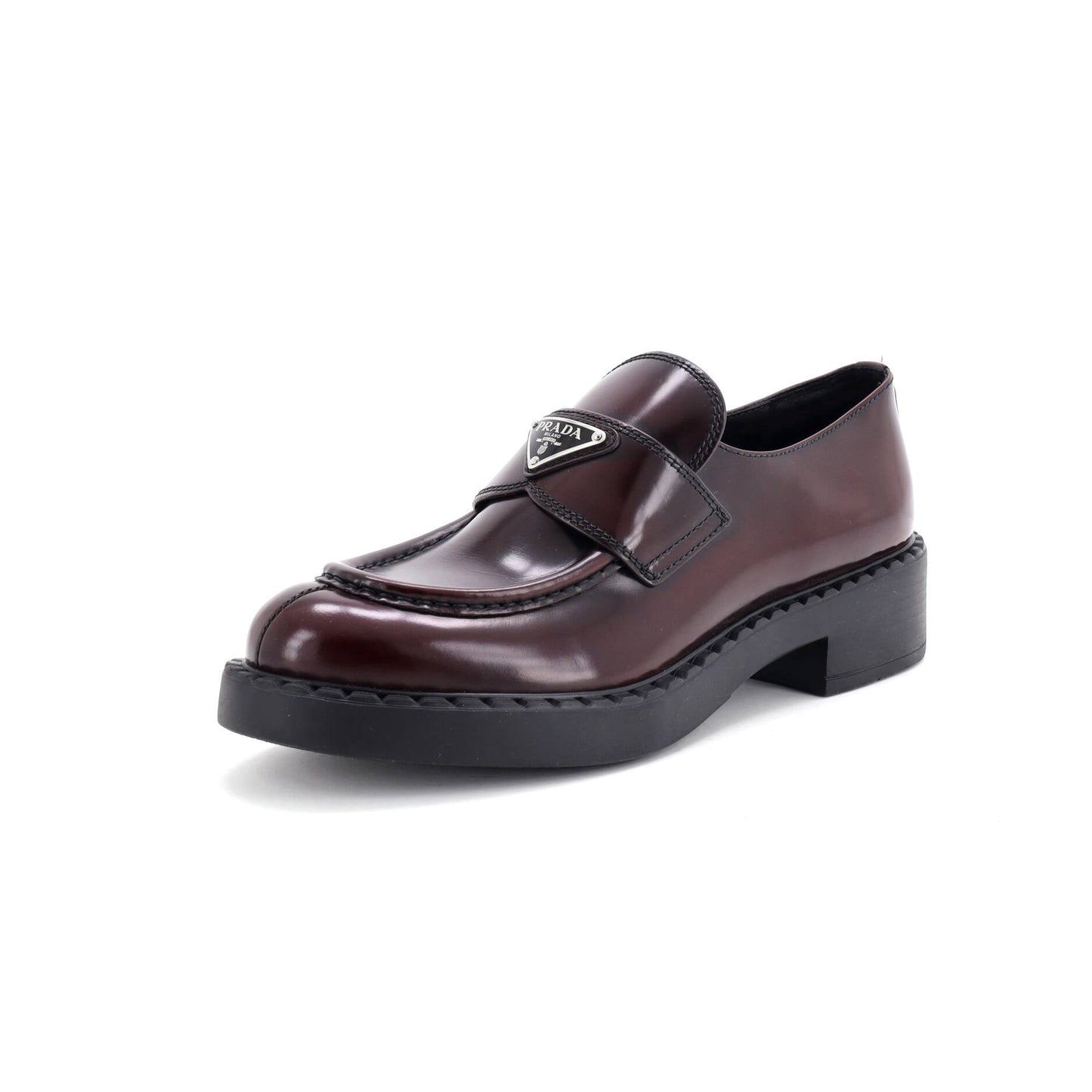 Women's Triangle Logo Loafers Spazzolato Leather