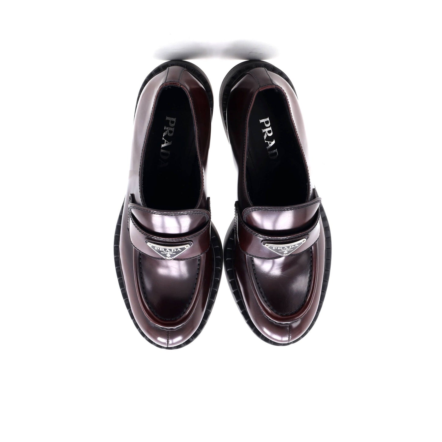 Women's Triangle Logo Loafers Spazzolato Leather