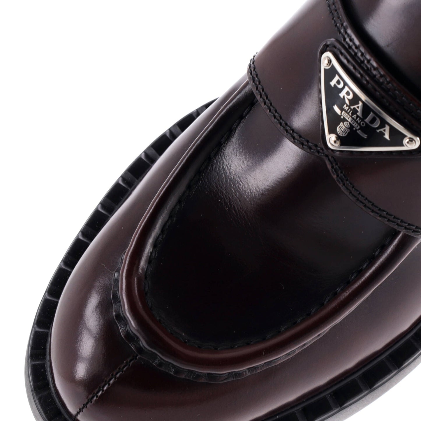 Women's Triangle Logo Loafers Spazzolato Leather