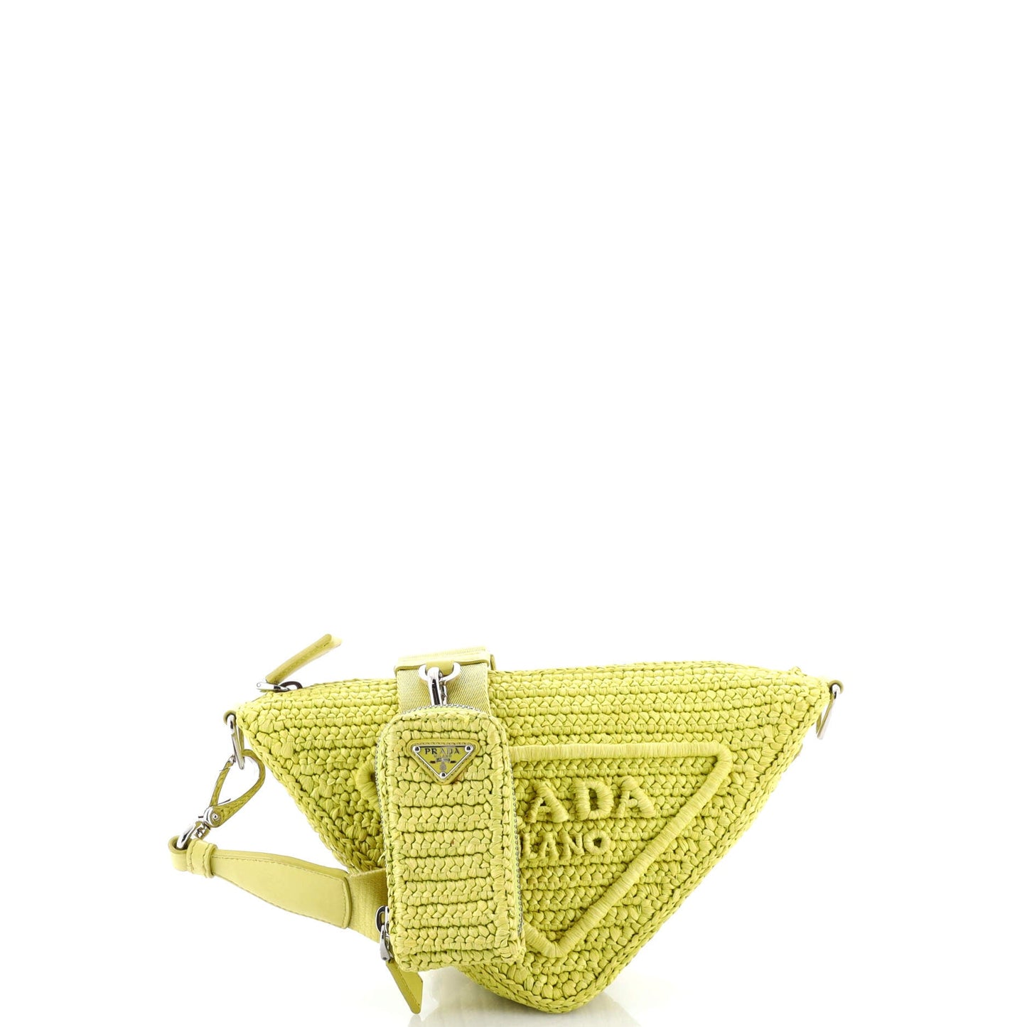 Triangle Logo Zip Crossbody Bag Crochet Raffia Small