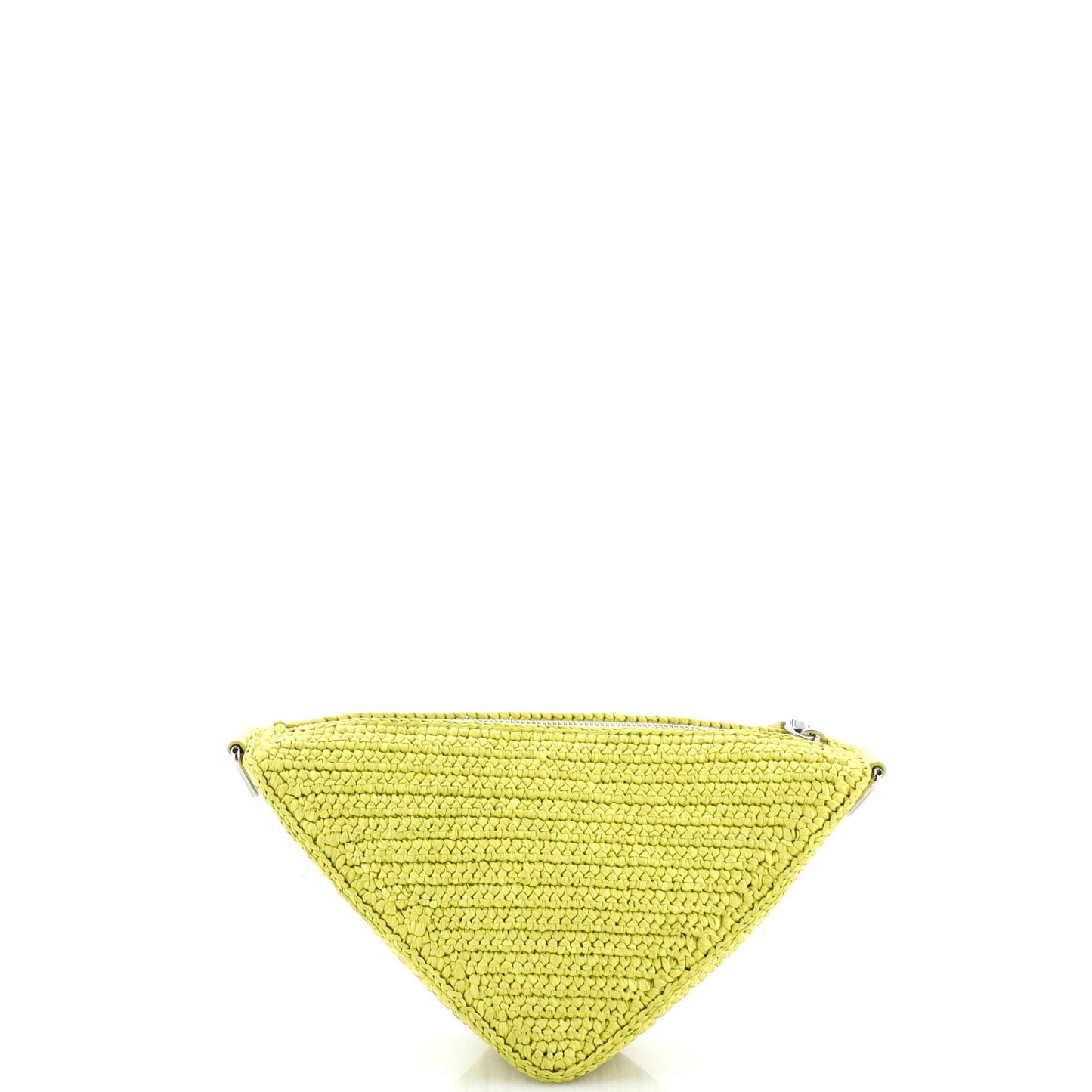 Triangle Logo Zip Crossbody Bag Crochet Raffia Small