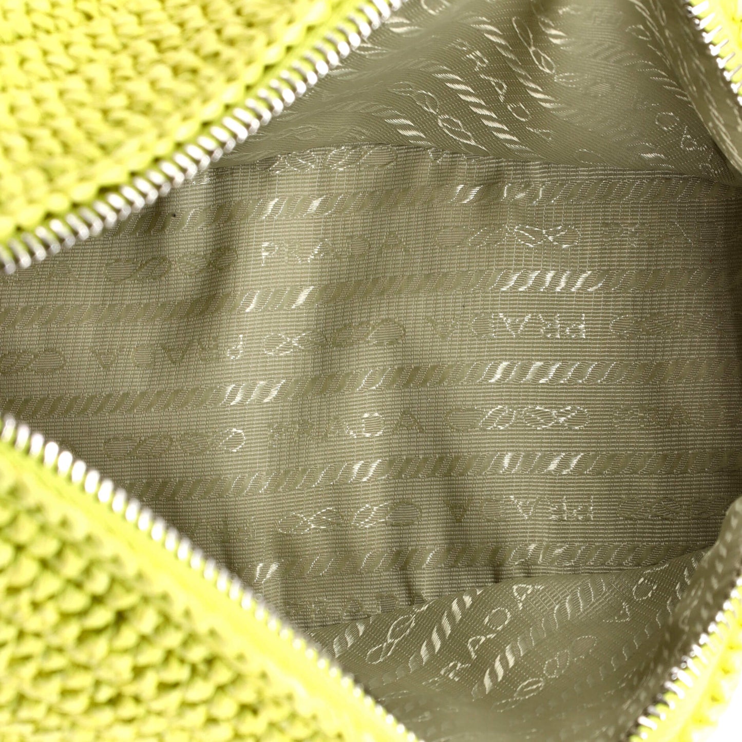 Triangle Logo Zip Crossbody Bag Crochet Raffia Small