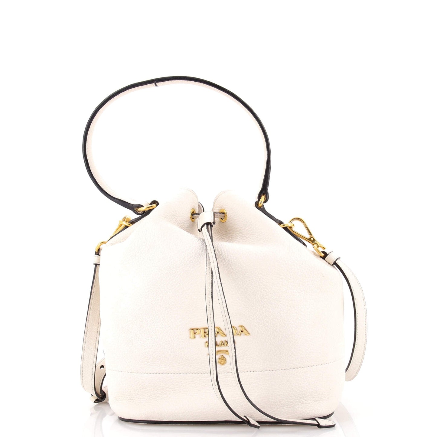 Dual Strap Top Handle Bucket Bag Vitello Daino Small