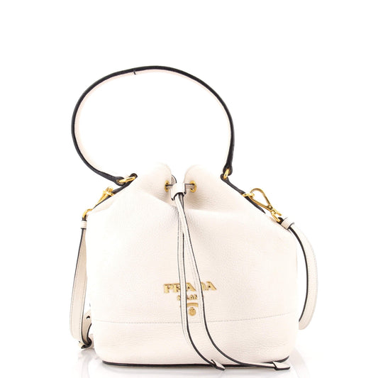 Dual Strap Top Handle Bucket Bag Vitello Daino Small