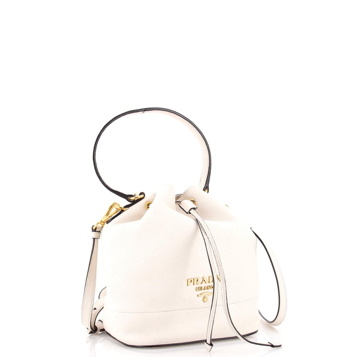 Dual Strap Top Handle Bucket Bag Vitello Daino Small