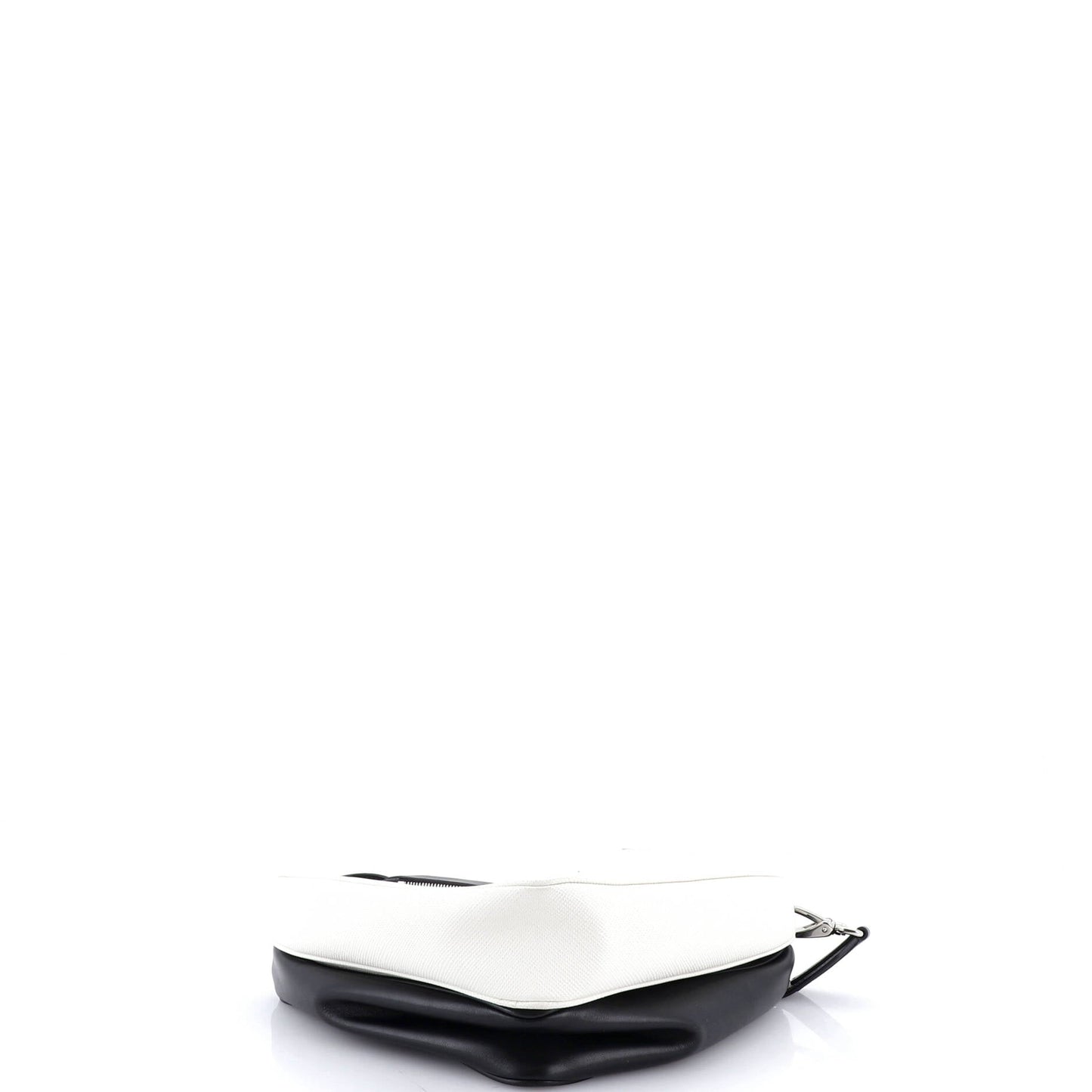 Double Triangle Logo Zip Shoulder Bag Saffiano Leather and Leather