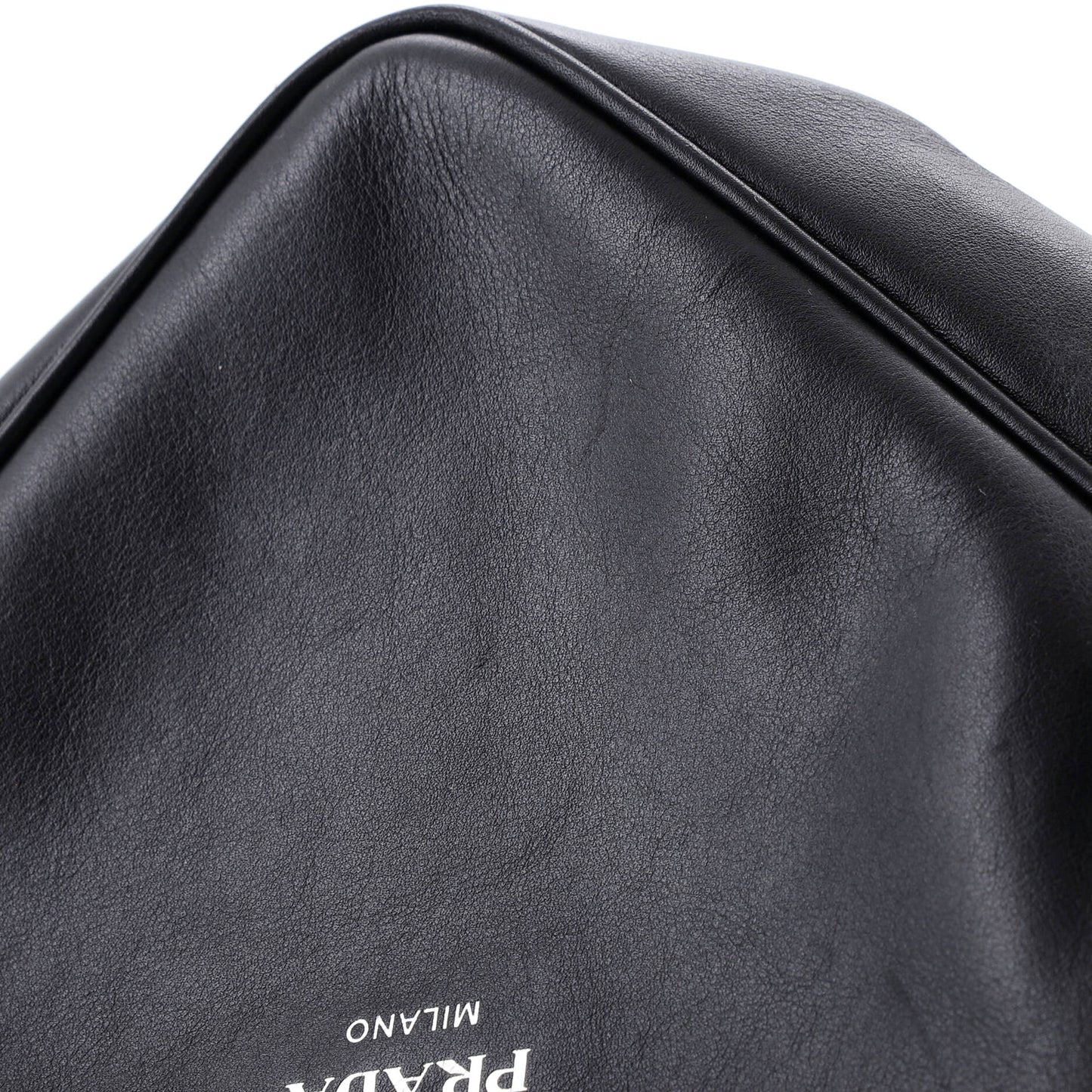 Double Triangle Logo Zip Shoulder Bag Saffiano Leather and Leather