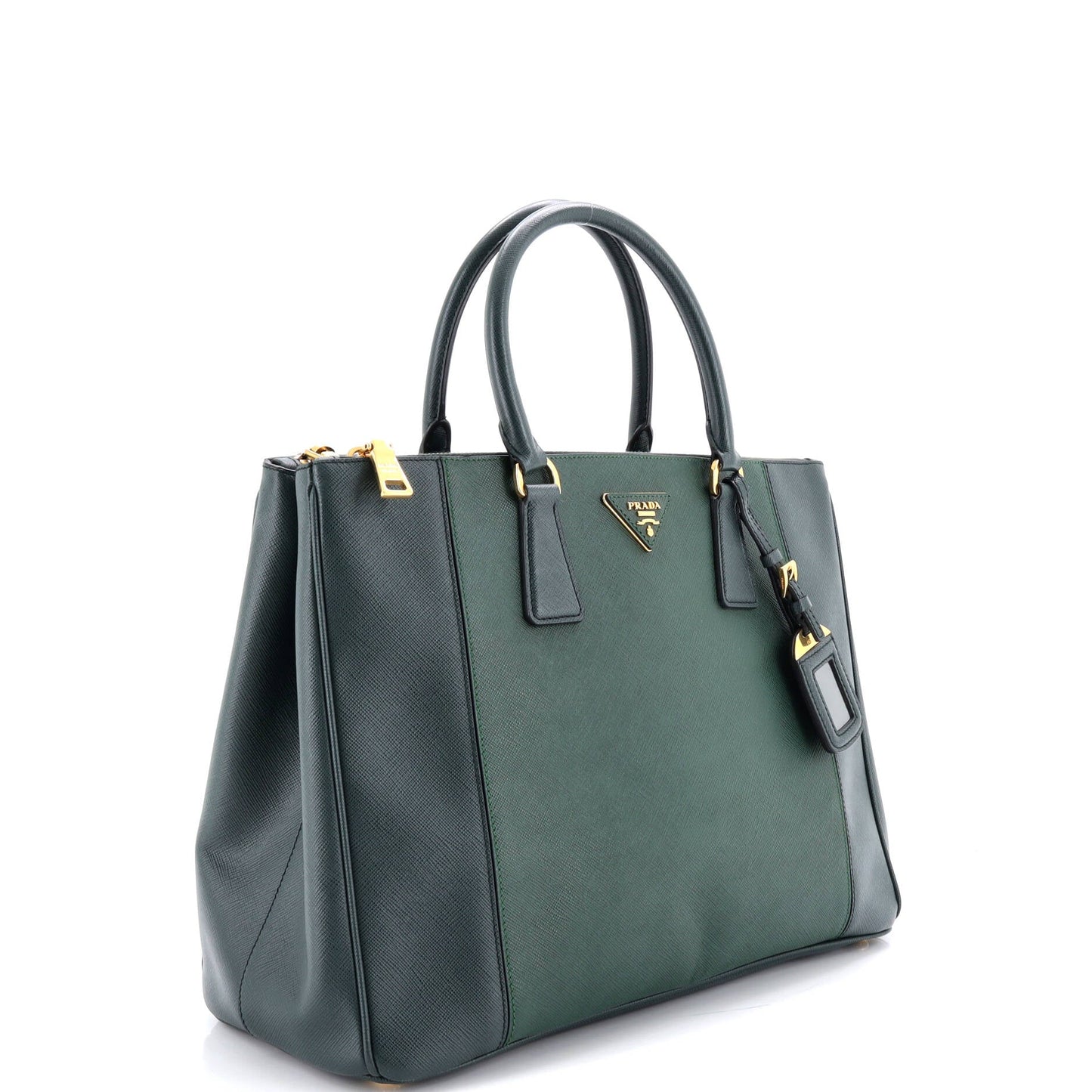Bicolor Double Zip Lux Tote Saffiano Leather Medium